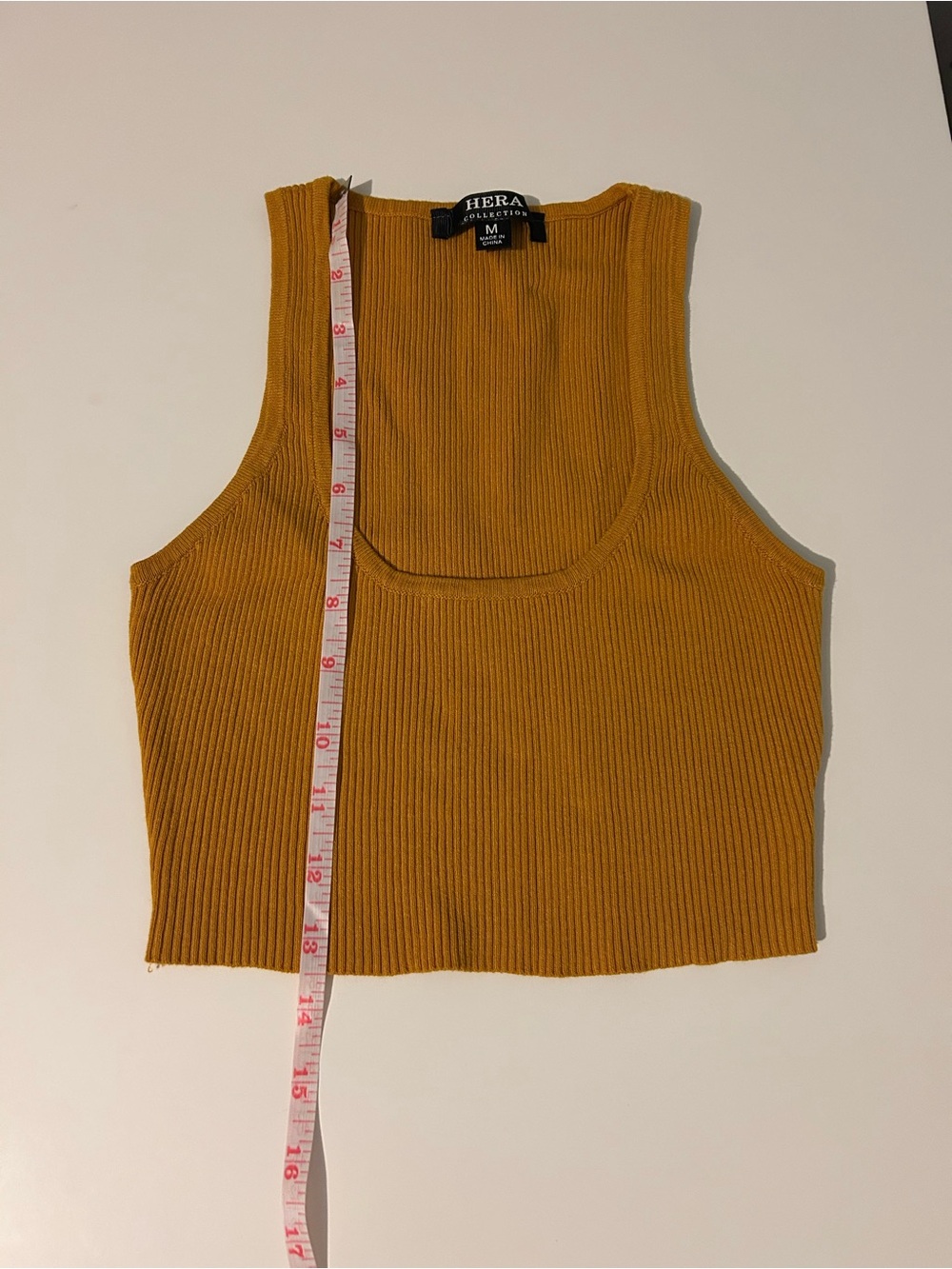 Hera Collection Mustard Ribbed Crop Tank - Picture 4 of 5